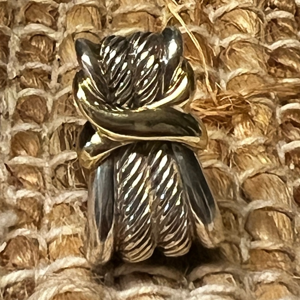 David Yurman 14K Yellow Gold Sterling Silver Double "X" Twisted Cable earring 1